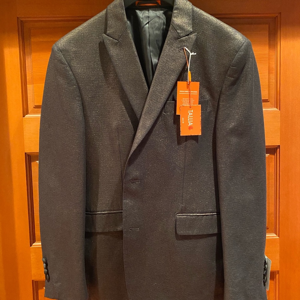 Tallia Mens 42S NWT Blazer, Black/Gold Fabric